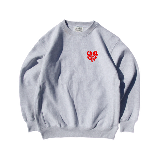 heart reverse weave sweater in gray