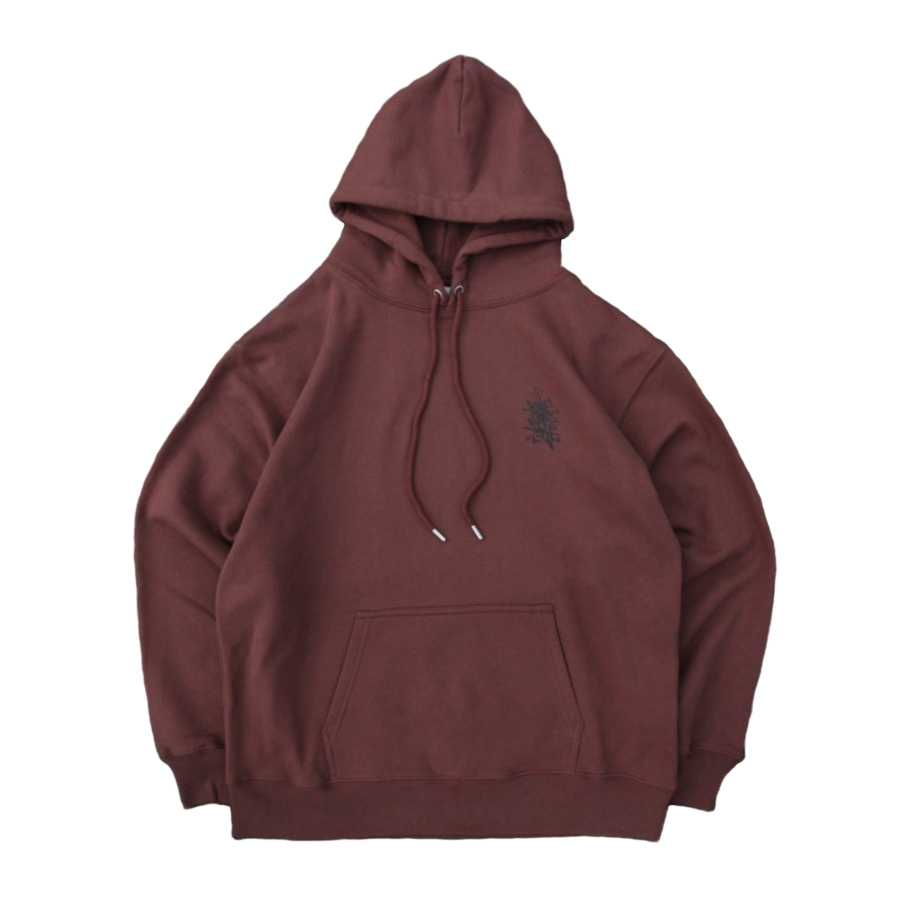 tagging hoodie in reddish brown