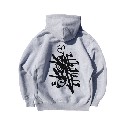 tagging reverse weave hoodie in gray